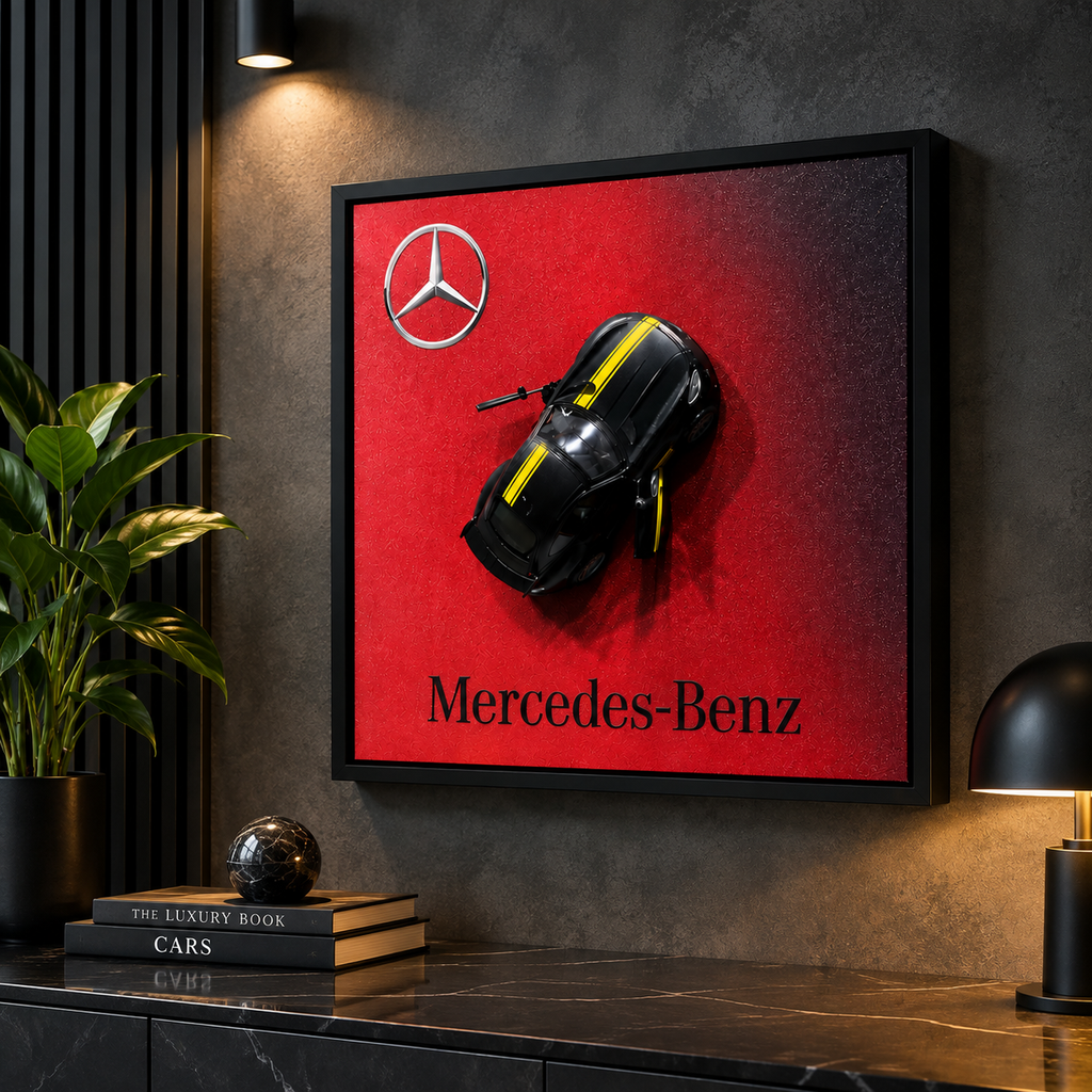 Mercedes Benz Car Wall Art | Luxury Black Sports Car Poster & Modern Decor
