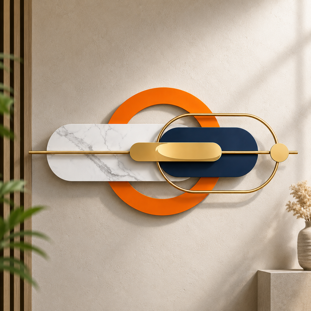 Modern Metal Wall Art 54×22 Inch | Rust-Proof Iron Abstract Geometric Wall Decor