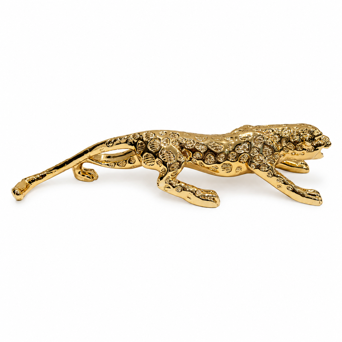 Gold Plated Panther Showpiece 30 x 9 cm Resin Animal Figurine Home Décor