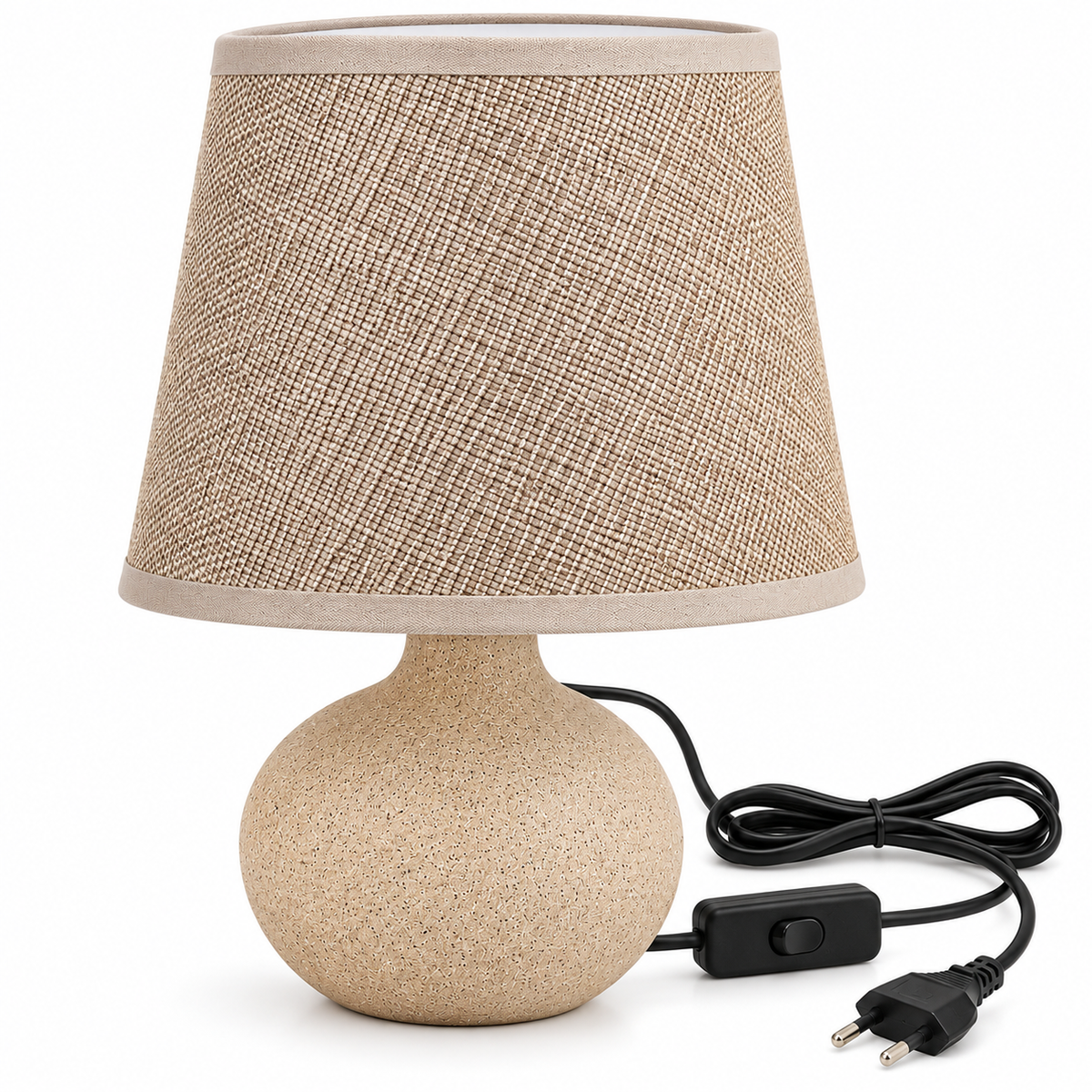 Beige Ceramic Table Lamp with Fabric Shade for Home Décor