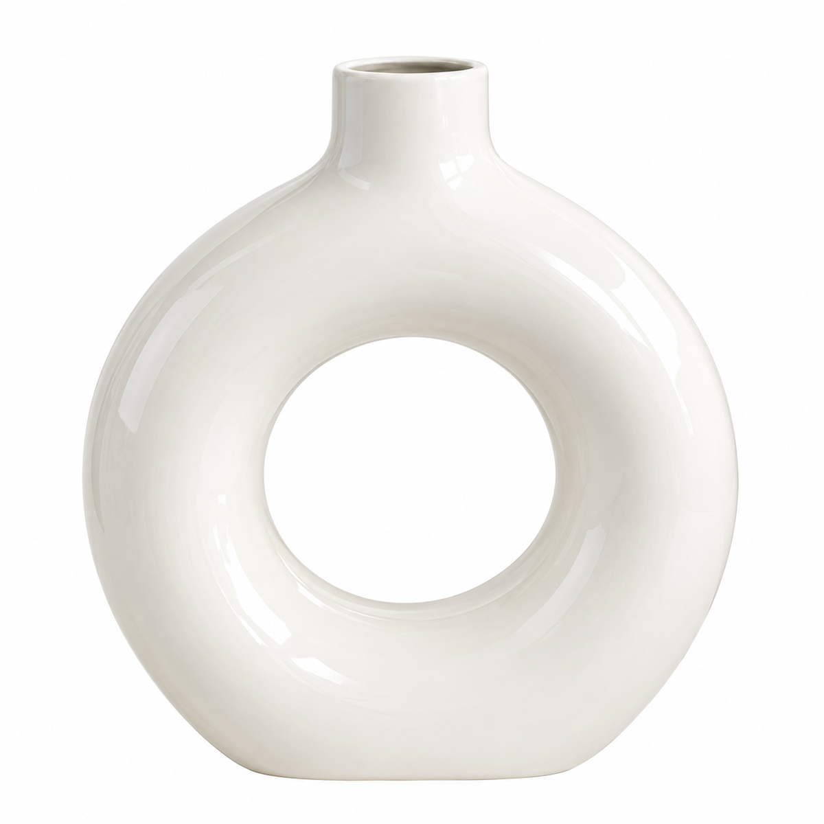 White Metal Round Hollow Decorative Vase for Home Décor