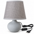 Grey Ceramic Table Lamp with Fabric Shade for Home Décor