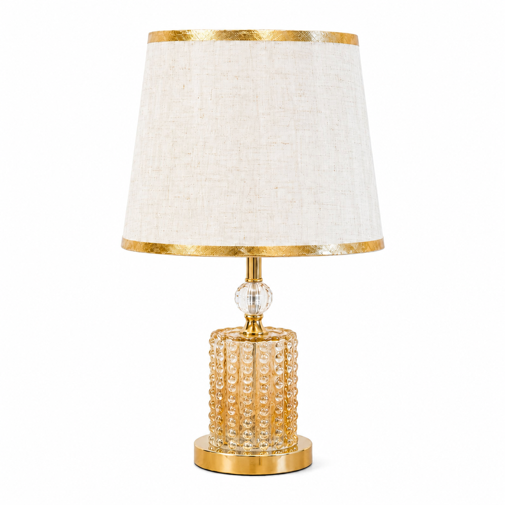 Gold Glass Table Lamp with 3 Colour Changing LED Lights – Elegant Decorative Lamp