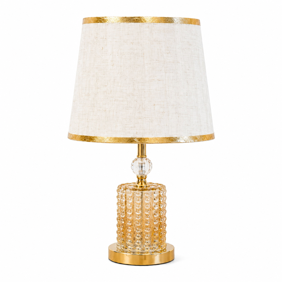 Gold Glass Table Lamp with 3 Colour Changing LED Lights – Elegant Decorative Lamp