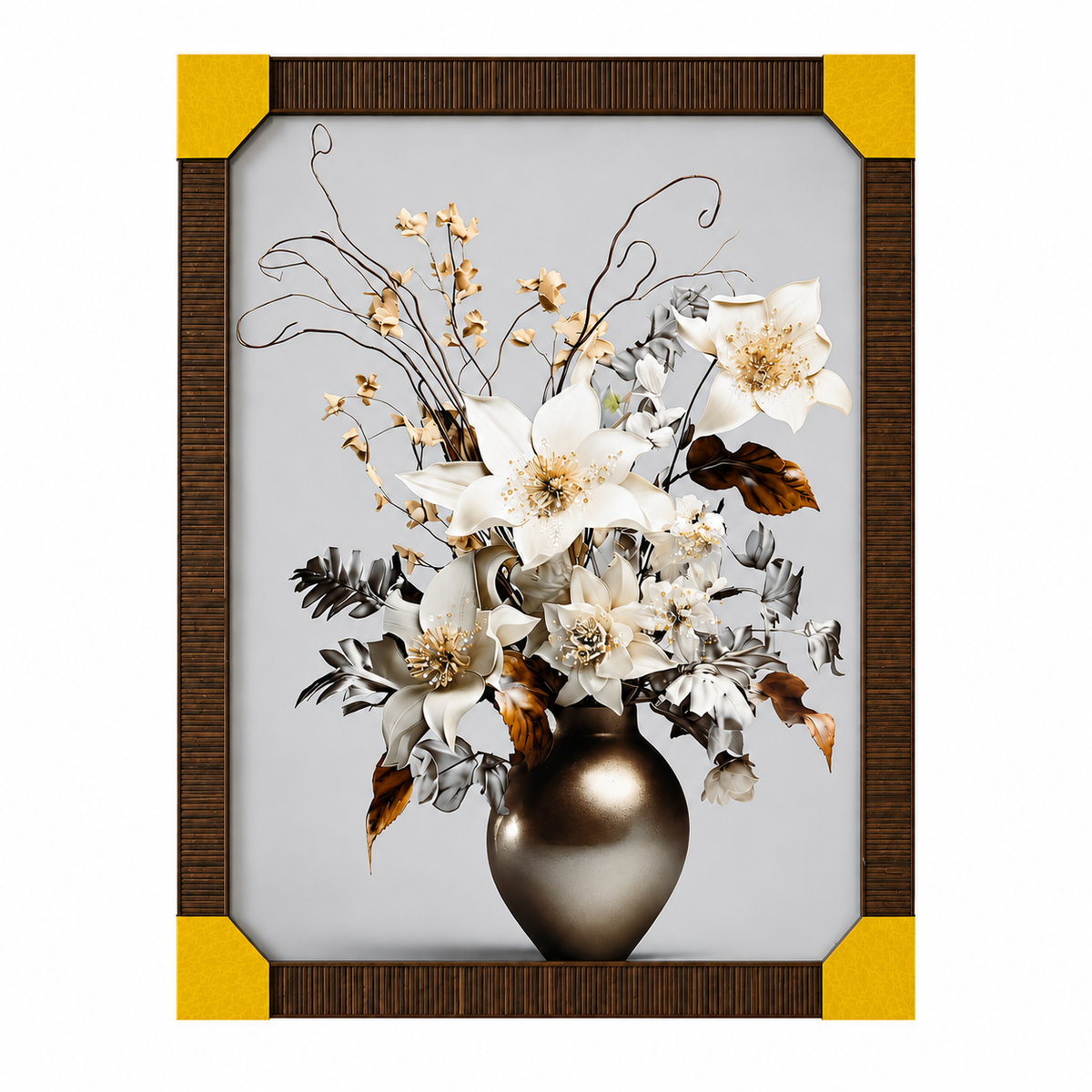 Luxury Floral Resin Wall Painting with Wooden Frame – 30 × 24 Inch