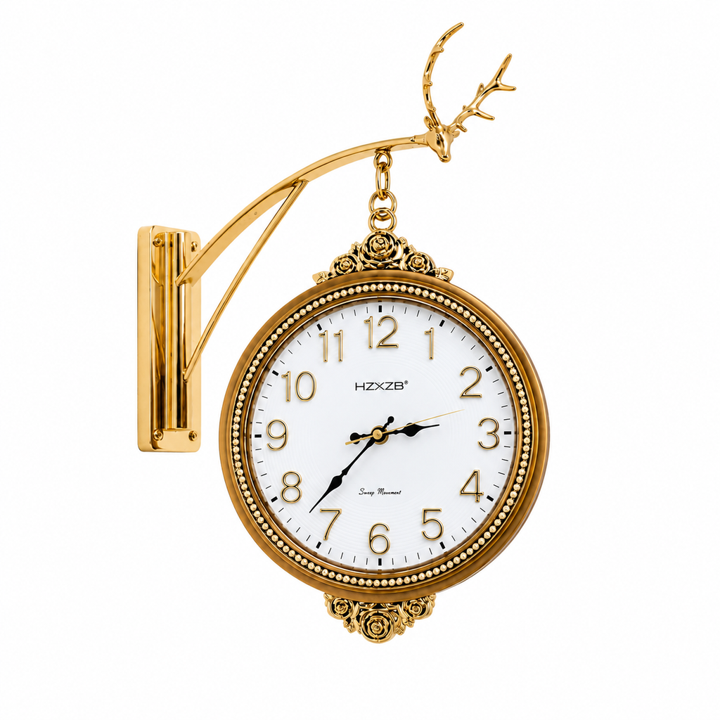 Golden Vintage Metal & PVC Hanging Wall Clock 20 Inch with 12 Inch Dial