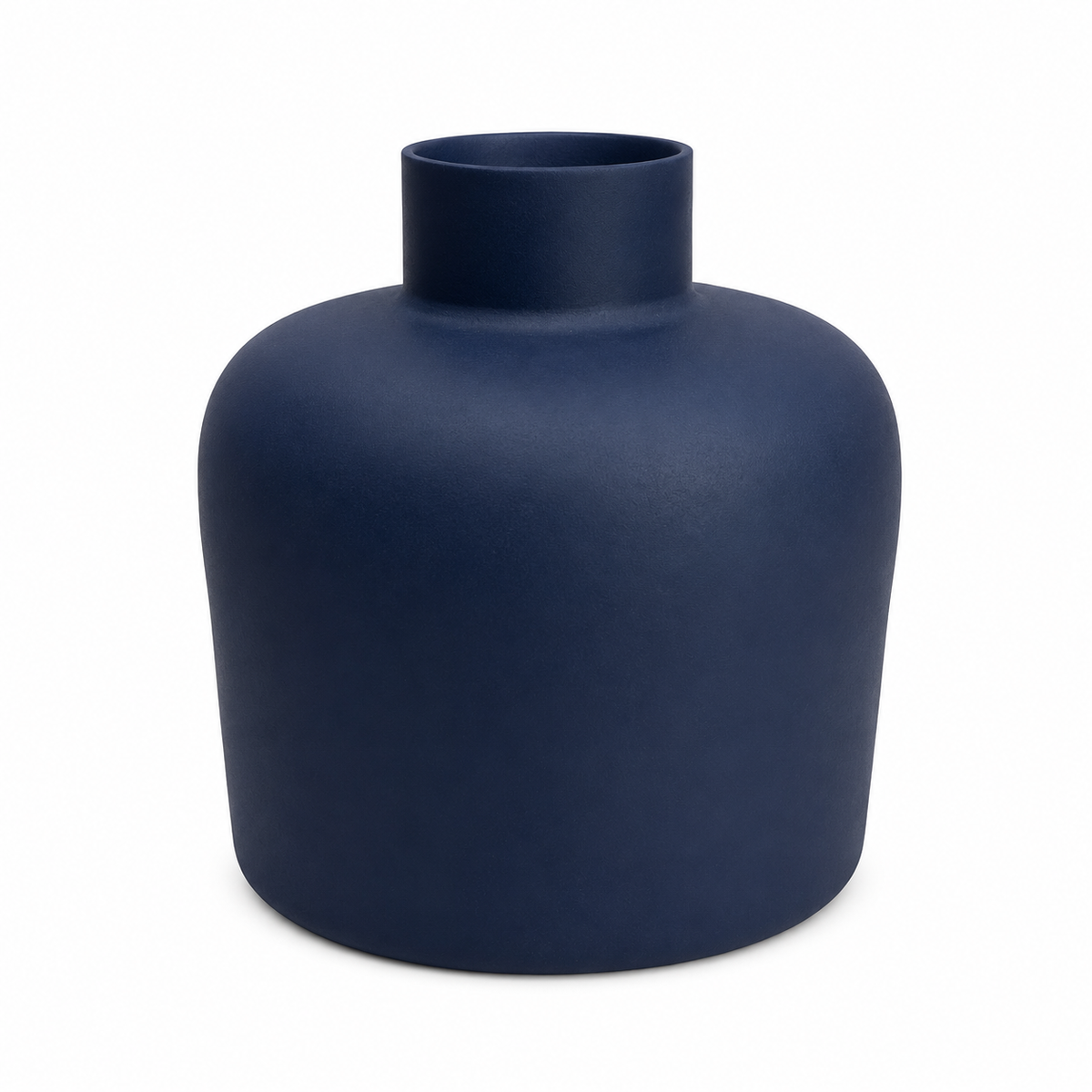 Navy Blue Metal Decorative Vase 8 x 7.5 Inch Modern Home Décor