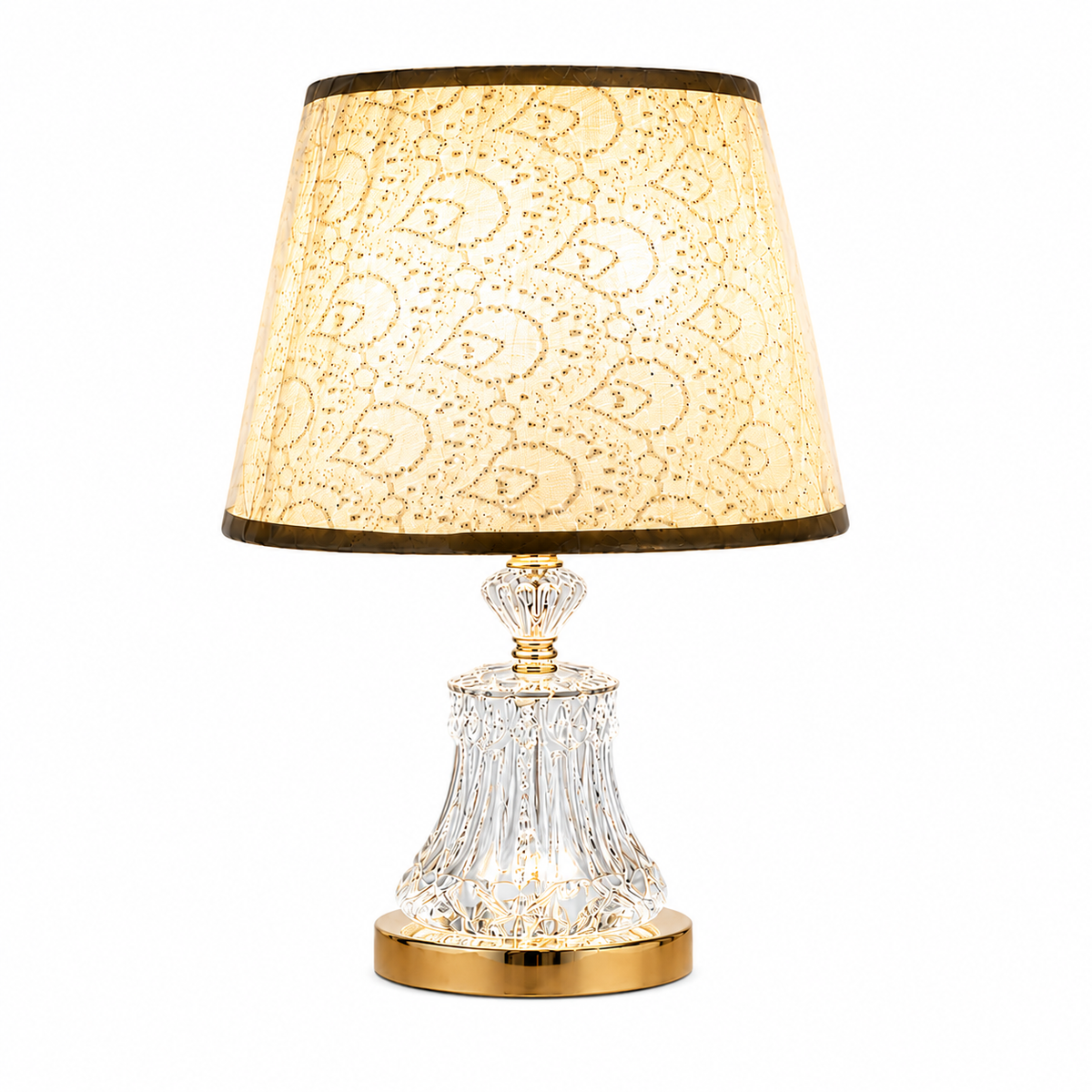 Gold Glass Table Lamp with 3 Colour Changing LED Lights – Elegant Decorative Bedside Lamp