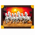 Seven Running Horses Framed Wall Painting 30 x 24 Inch for Home Décor