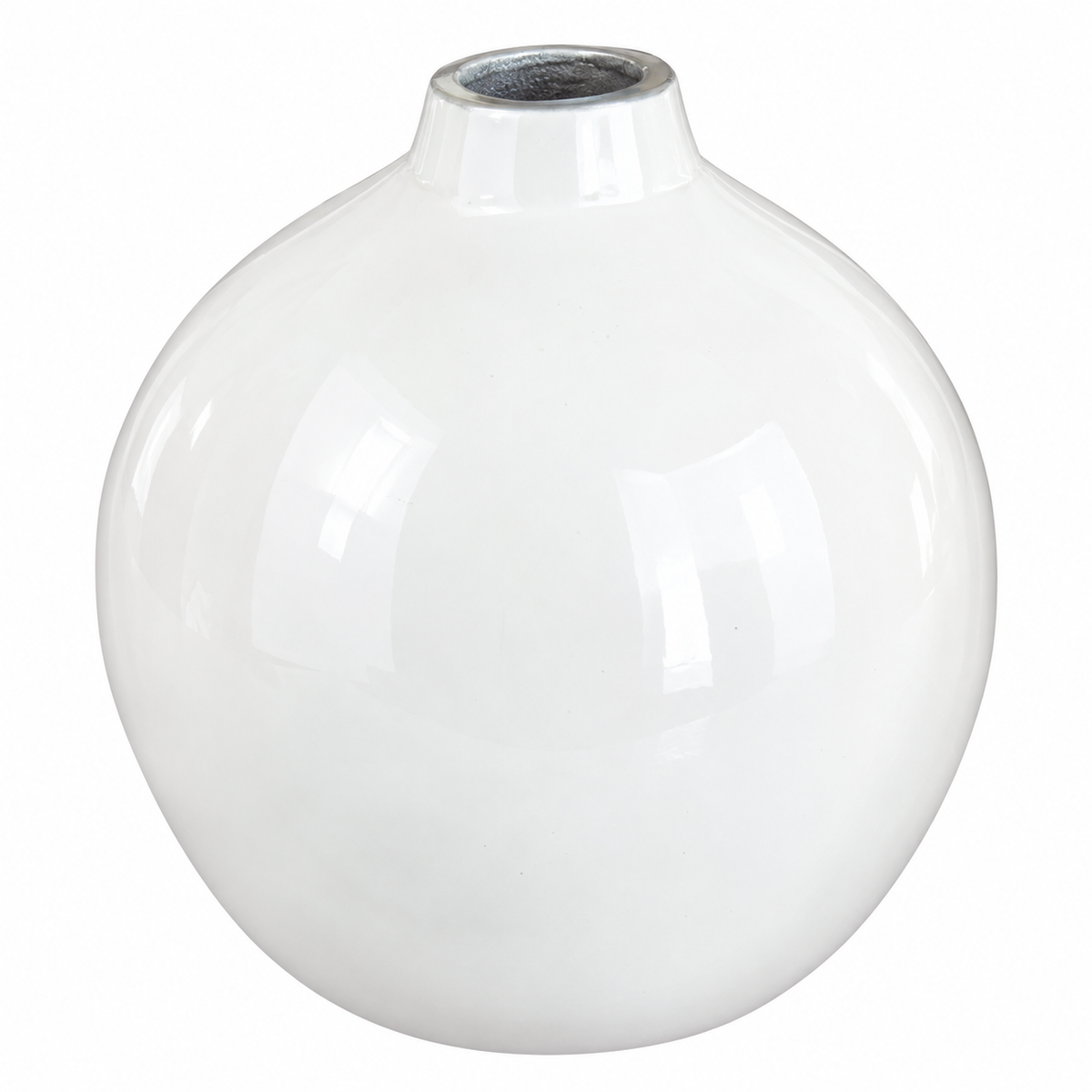 White Metal Round Decorative Vase for Home Décor