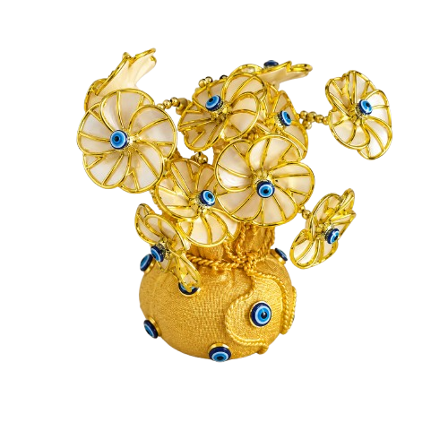 Golden Evil Eye Potli Showpiece for Home Décor