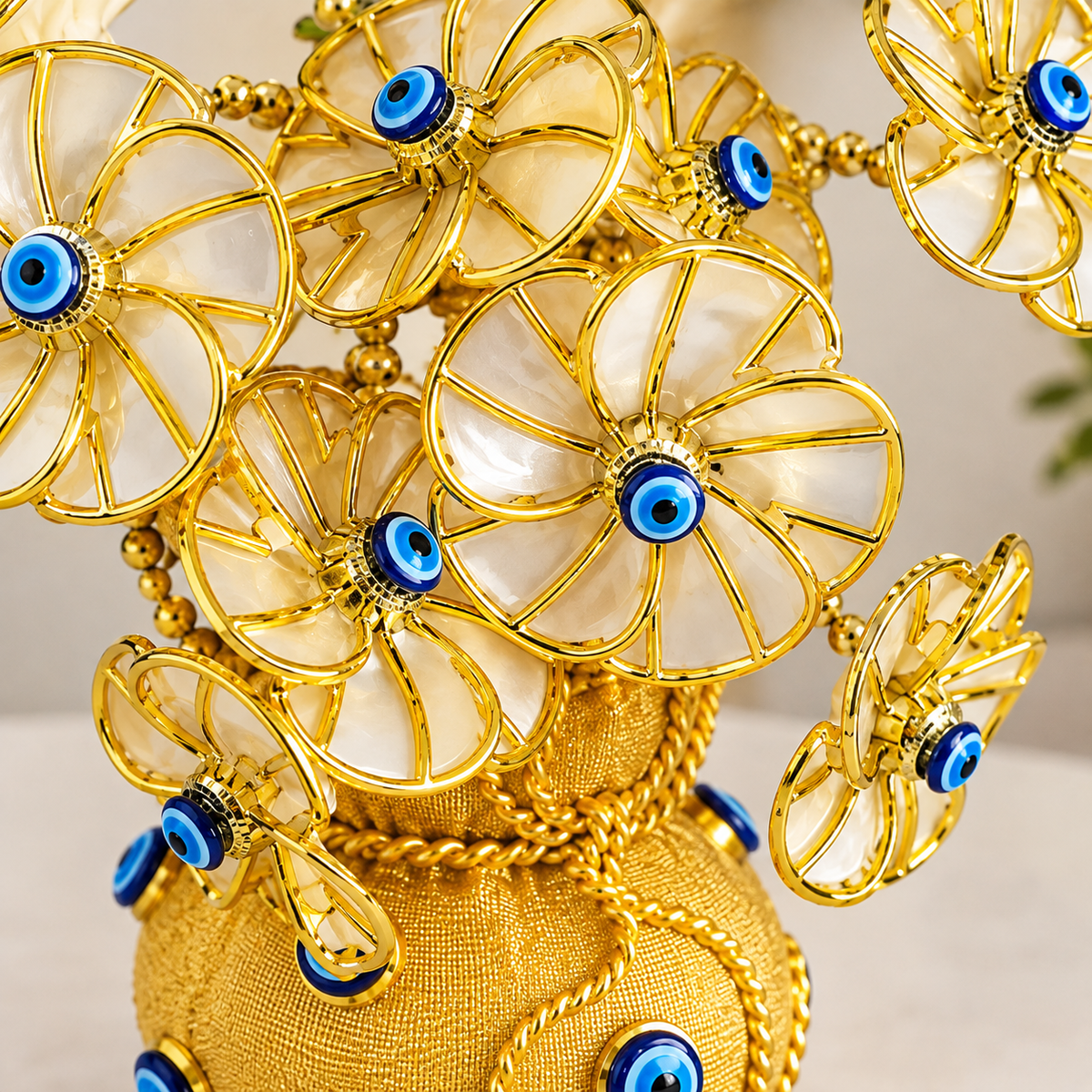 Golden Evil Eye Potli Showpiece for Home Décor
