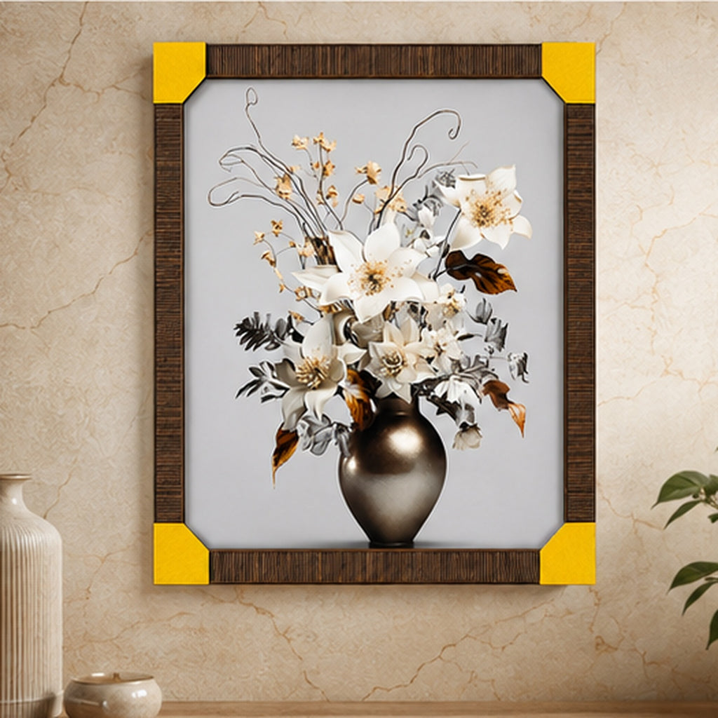 Luxury Floral Resin Wall Painting with Wooden Frame – 30 × 24 Inch