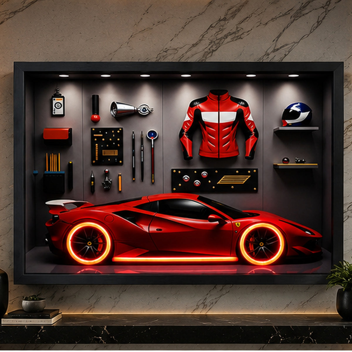 Red Sports Car Wall Art | Luxury Car Poster for Bedroom, Living Room & Garage Decor