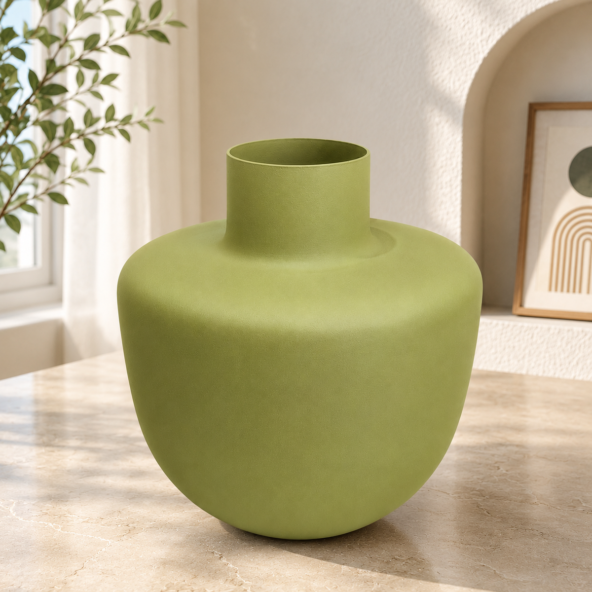 Yellow Metal Decorative Vase 7.5 x 6 Inch Modern Contemporary Home Décor
