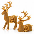 Golden Deer Figurine Set with Elegant Antlers | Decorative Deer Showpieces