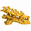 Golden Resin Seven Horses Showpiece 16 x 11.5 Inch Decorative Horse Sculpture