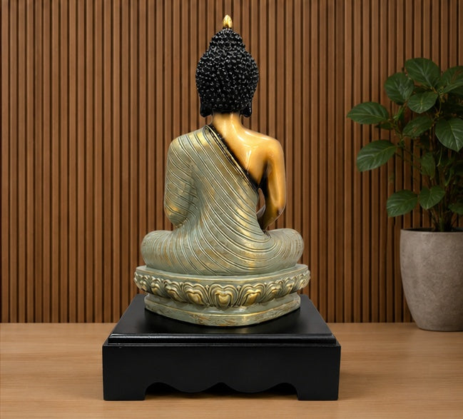 Grey Buddha Statue Resin Meditation Idol | 33.02 x 19.05 cm Home Décor