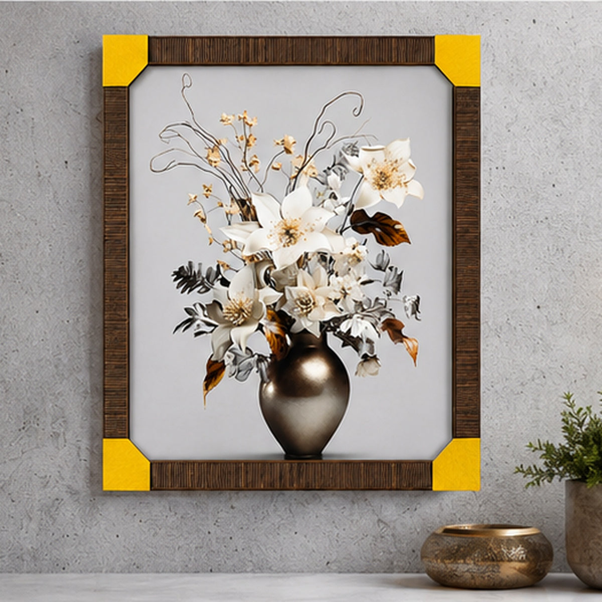 Luxury Floral Resin Wall Painting with Wooden Frame – 30 × 24 Inch