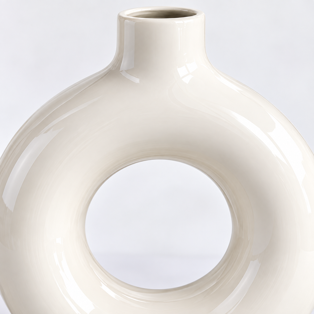 White Metal Round Hollow Decorative Vase for Home Décor