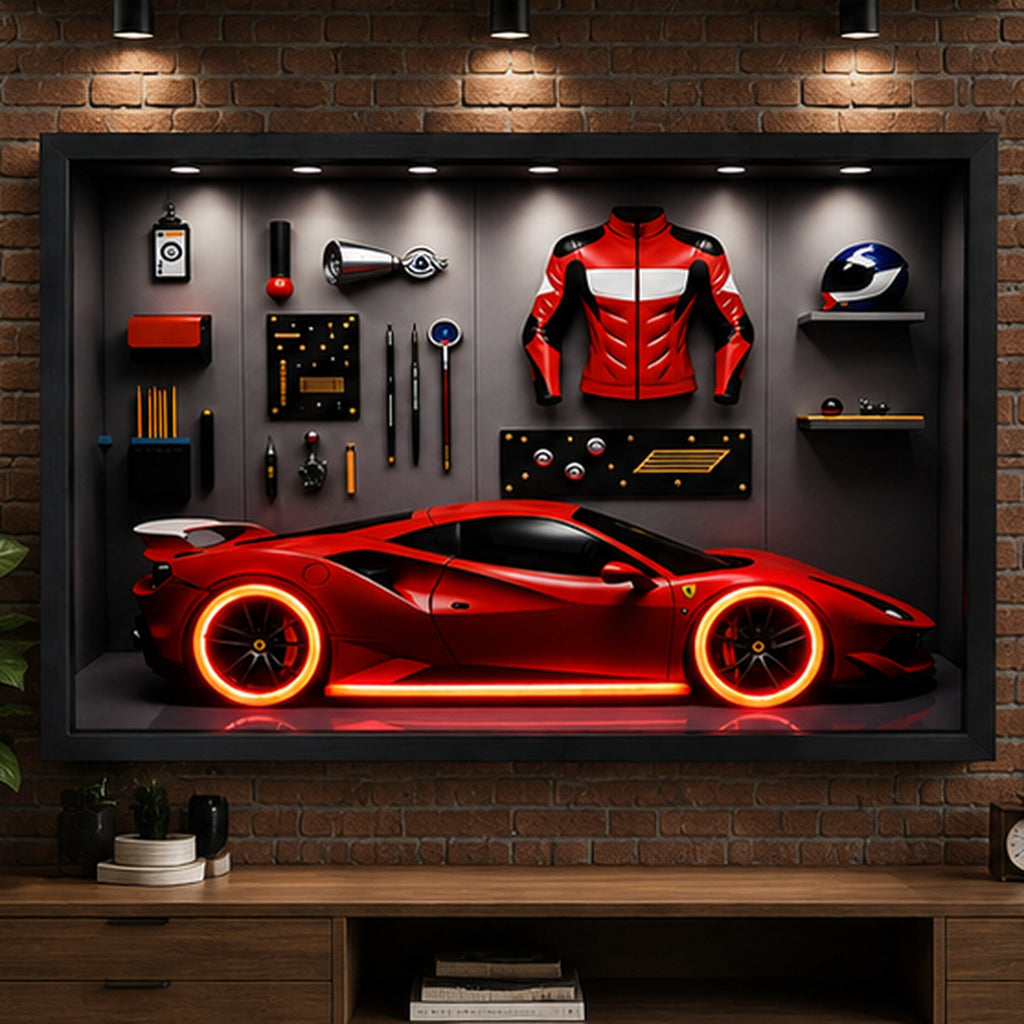 Red Sports Car Wall Art | Luxury Car Poster for Bedroom, Living Room & Garage Decor