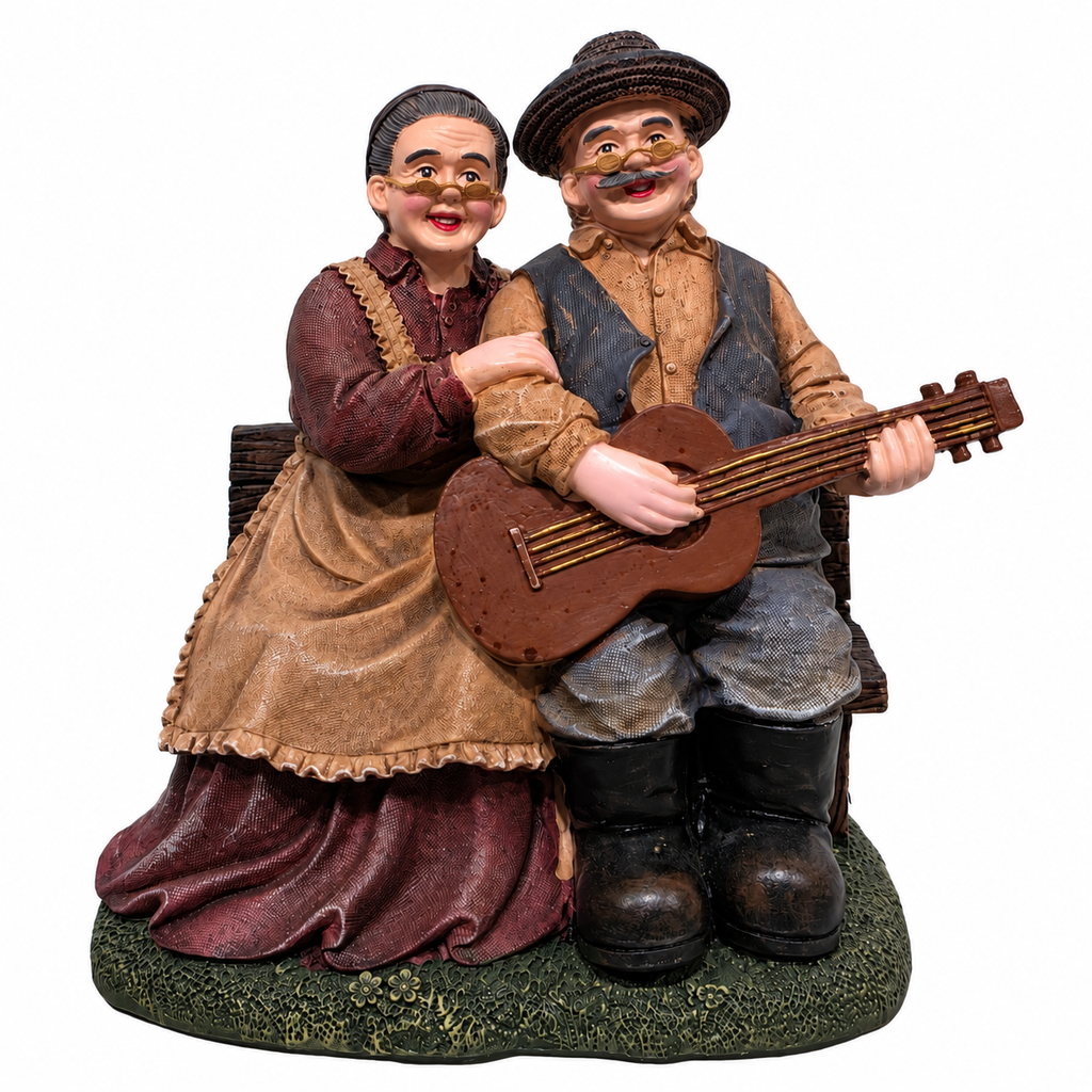 Old Couple Playing Guitar Resin Showpiece for Home Décor