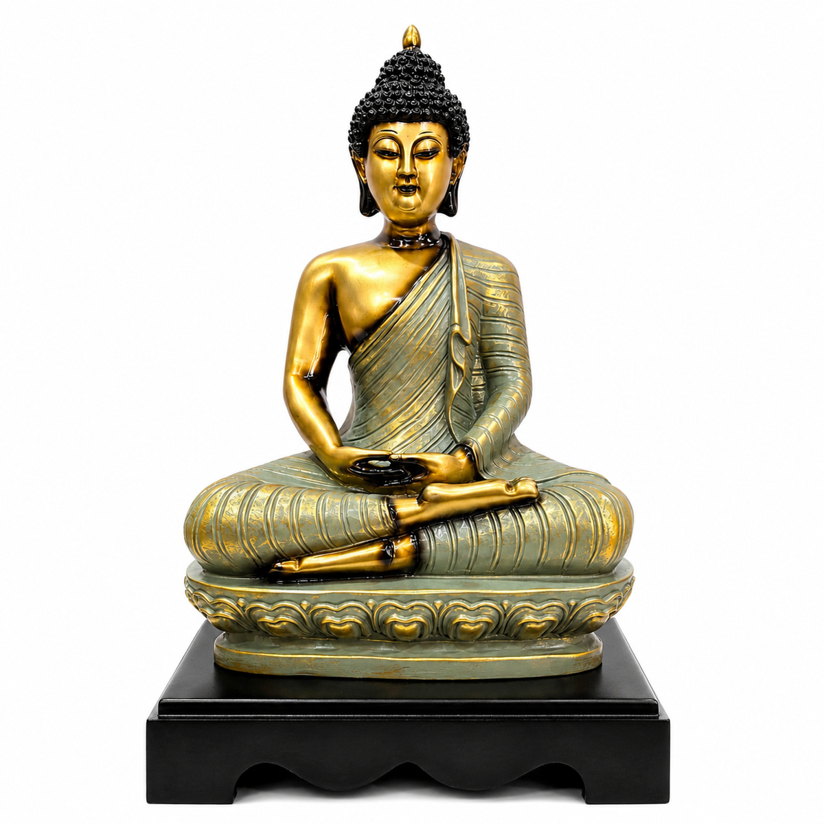 Grey Buddha Statue Resin Meditation Idol | 33.02 x 19.05 cm Home Décor