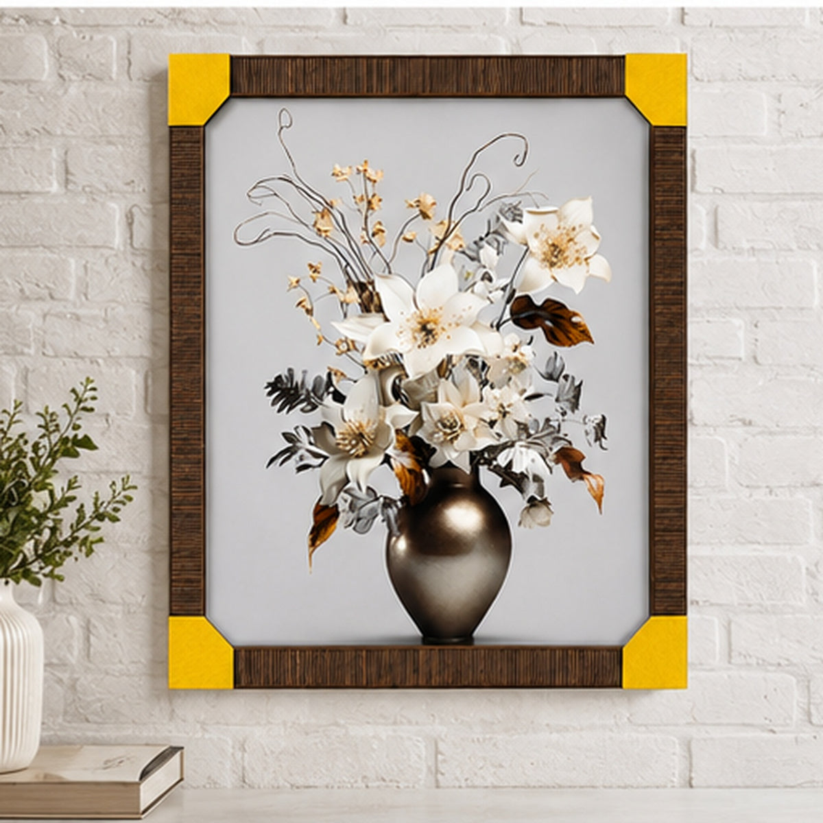 Luxury Floral Resin Wall Painting with Wooden Frame – 30 × 24 Inch