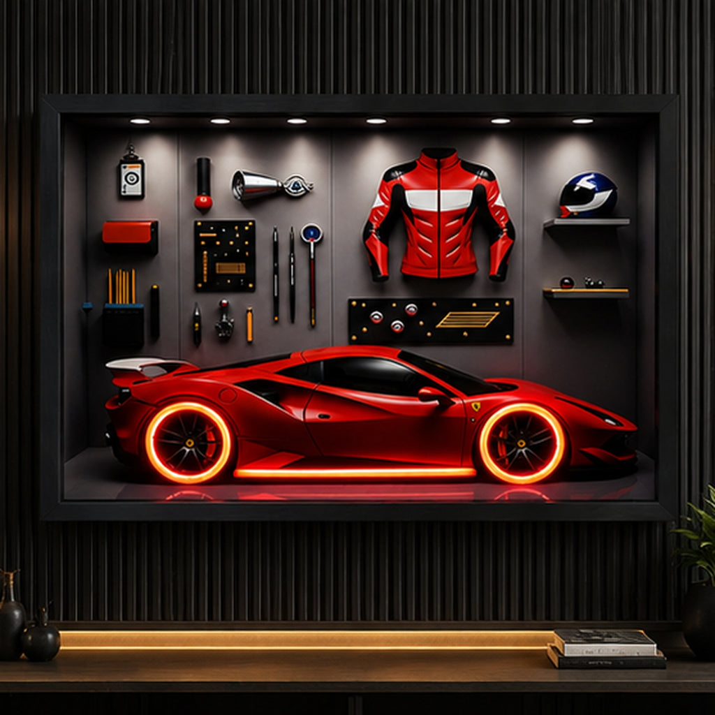 Red Sports Car Wall Art | Luxury Car Poster for Bedroom, Living Room & Garage Decor
