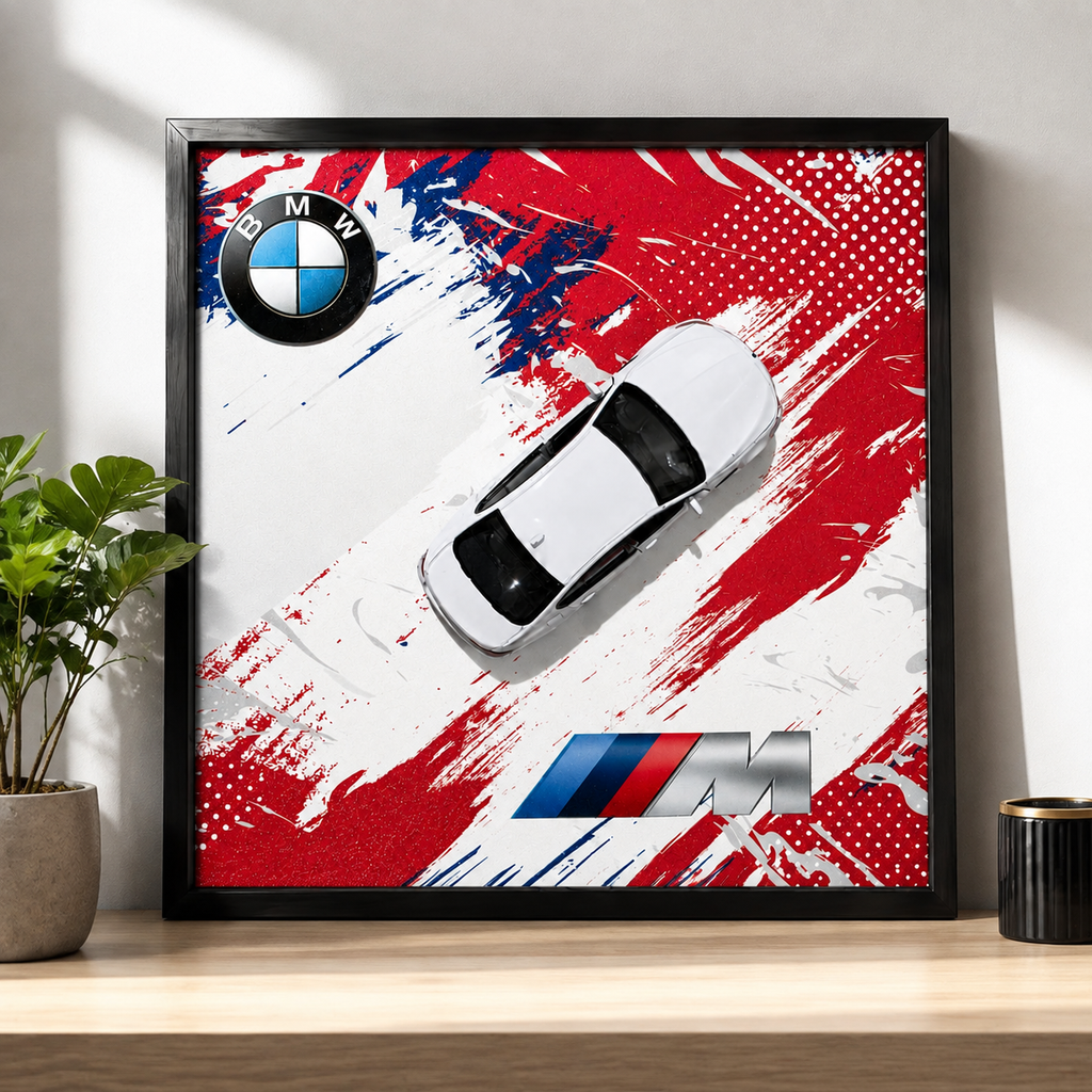 BMW M Car Wall Art | White Sports Car Poster for Modern Home & Garage Decor