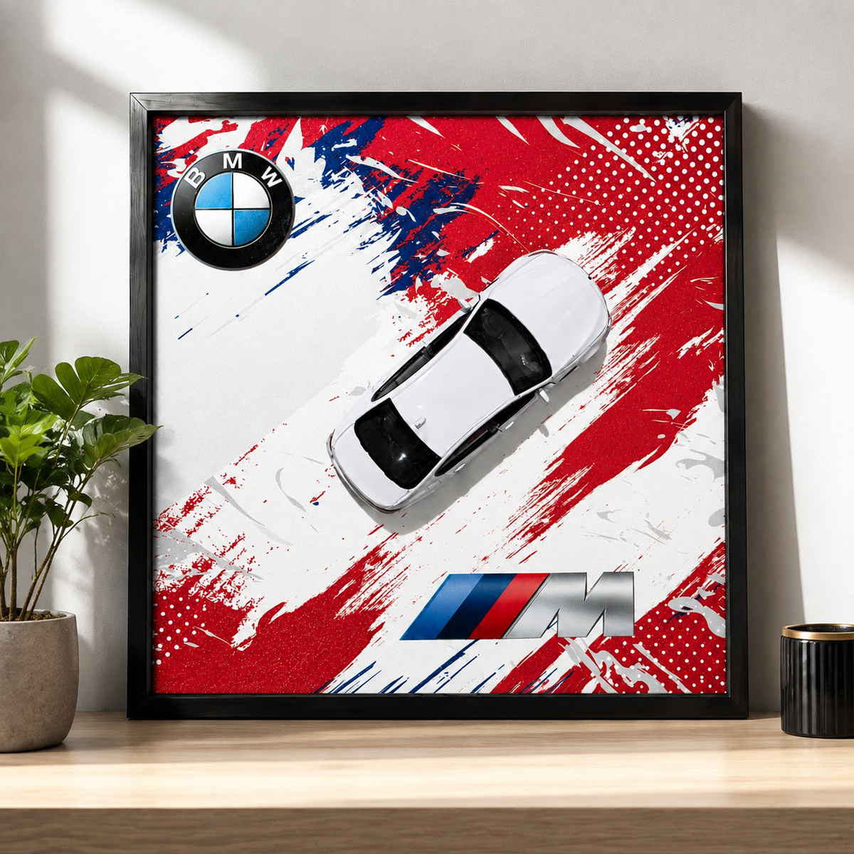 BMW M Car Wall Art | White Sports Car Poster for Modern Home & Garage Decor