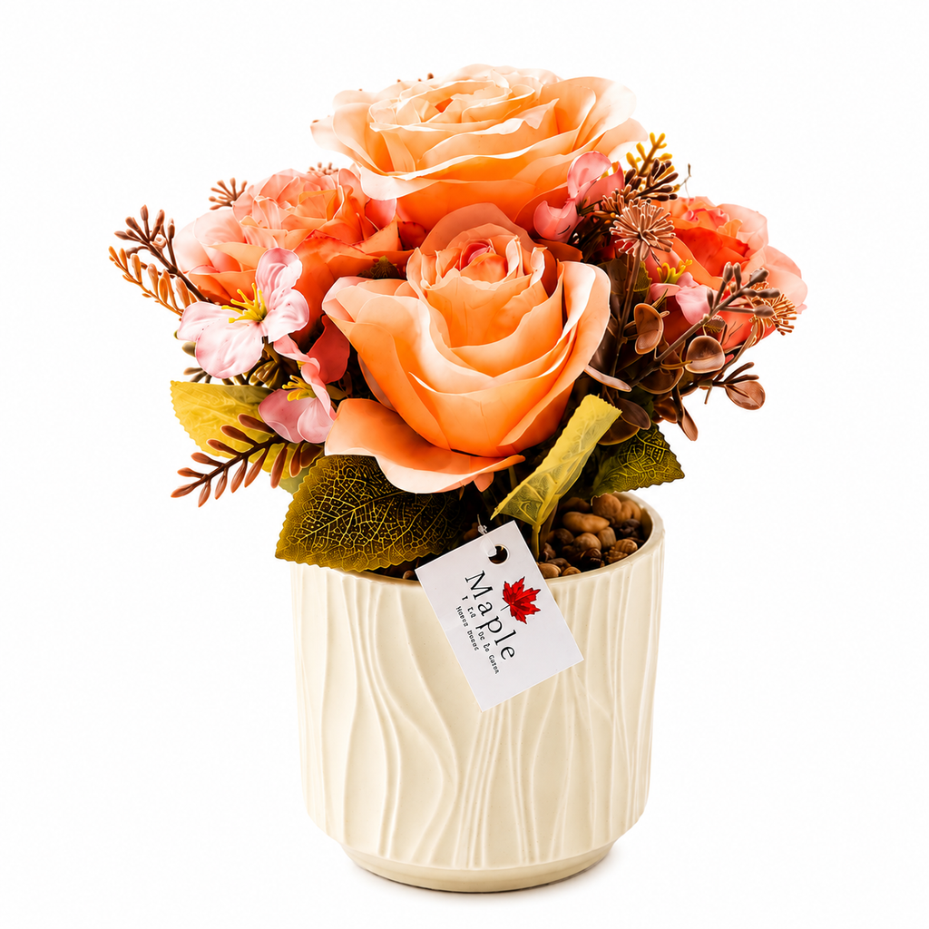 Ceramic Flower Pot with Artificial Flowers 23cm | Decorative Home & Table Décor