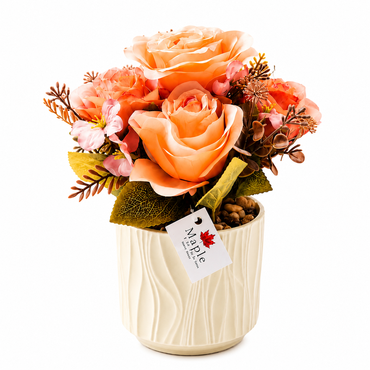 Ceramic Flower Pot with Artificial Flowers 23cm | Decorative Home & Table Décor