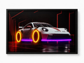 Neon Light Porsche Car Wall Painting | Luxury Sports Car Wall Art & Decor