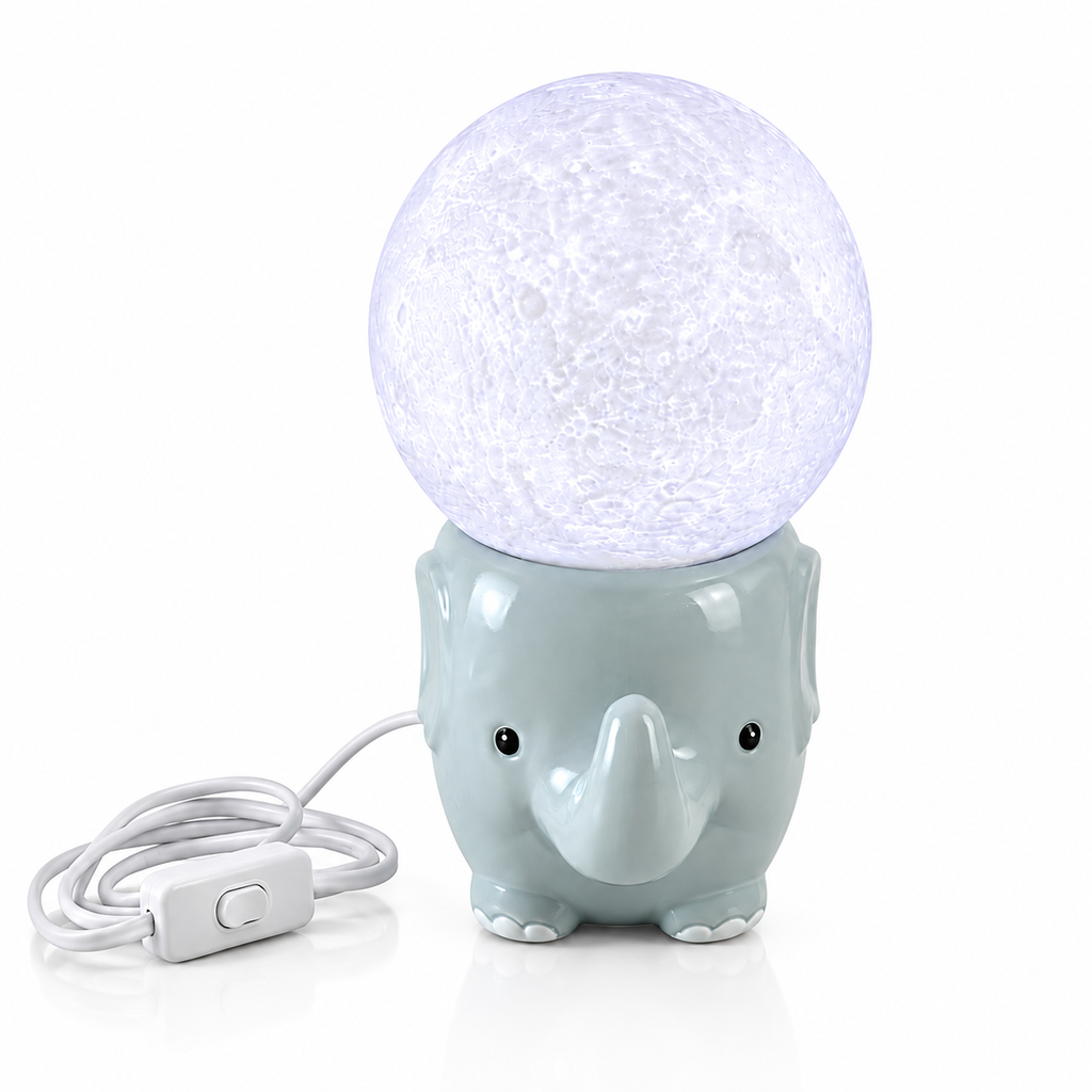 Cute Elephant Moon Lamp with Warm Light for Home & Kids Room Decor