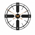 Metal Black Wall Clock 24×24 Inch, Rust-Proof Iron Modern Wall Decor