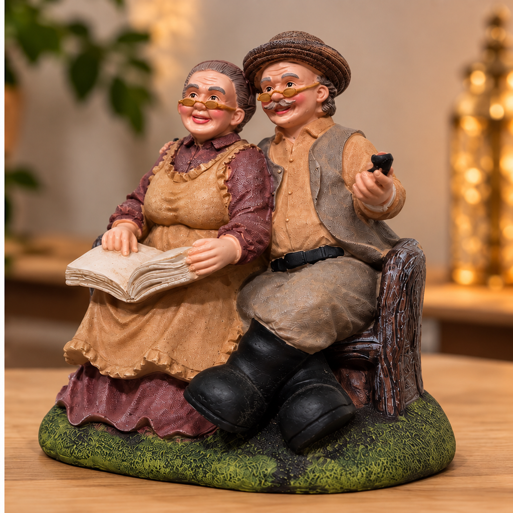 Old Couple Resin Showpiece for Home Décor
