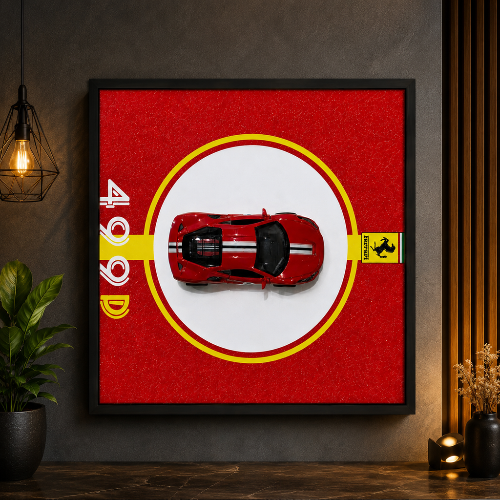 Ferrari 488 Car Wall Art | Red Sports Car Poster for Luxury Home & Garage Decor