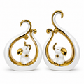 White & Golden Elephant Couple Showpiece for Home & Office Décor