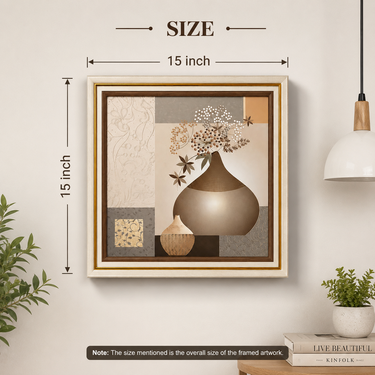 Abstract Vase Floral Canvas Wall Painting 15 x 15 Inch Framed Home Décor