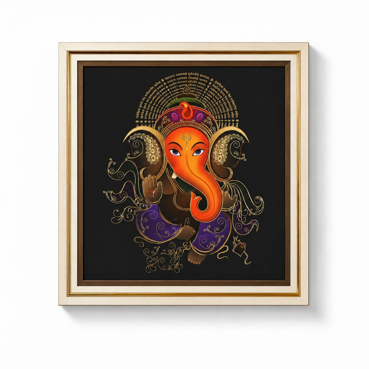 Ganesha Canvas Wall Hanging Painting 15 x 15 Inch Framed Home & Office Décor