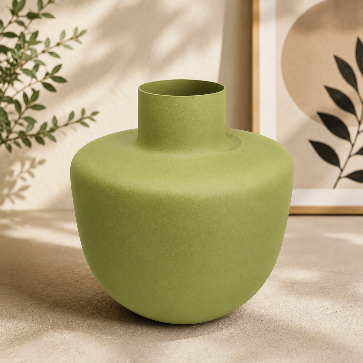 Yellow Metal Decorative Vase 7.5 x 6 Inch Modern Contemporary Home Décor