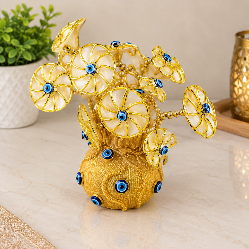Golden Evil Eye Potli Showpiece for Home Décor