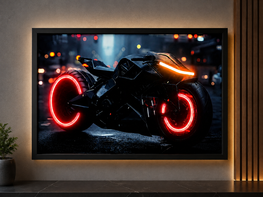 Black Sports Bike Wall Art | Luxury Motorcycle Poster for Home & Garage Decor