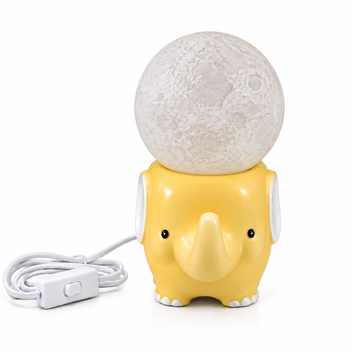 Cute Yellow Elephant Moon Lamp with Warm Light | Decorative Night Lamp
