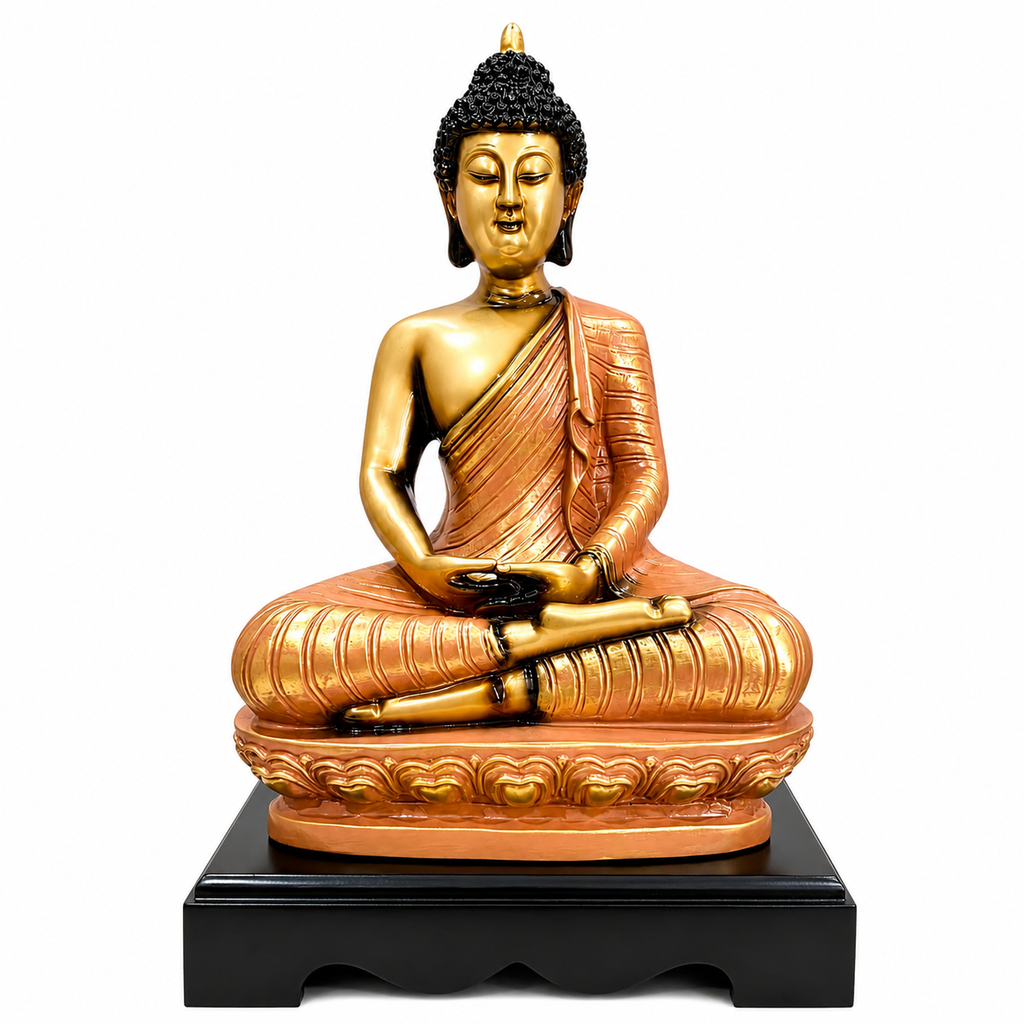 Red Buddha Statue Resin Meditation Idol | 33.02 x 19.05 cm Home Décor