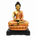 Red Buddha Statue Resin Meditation Idol | 33.02 x 19.05 cm Home Décor