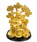 Golden Coins Laughing Buddha Statue 5.5 x 5 Inch Decorative Home Décor