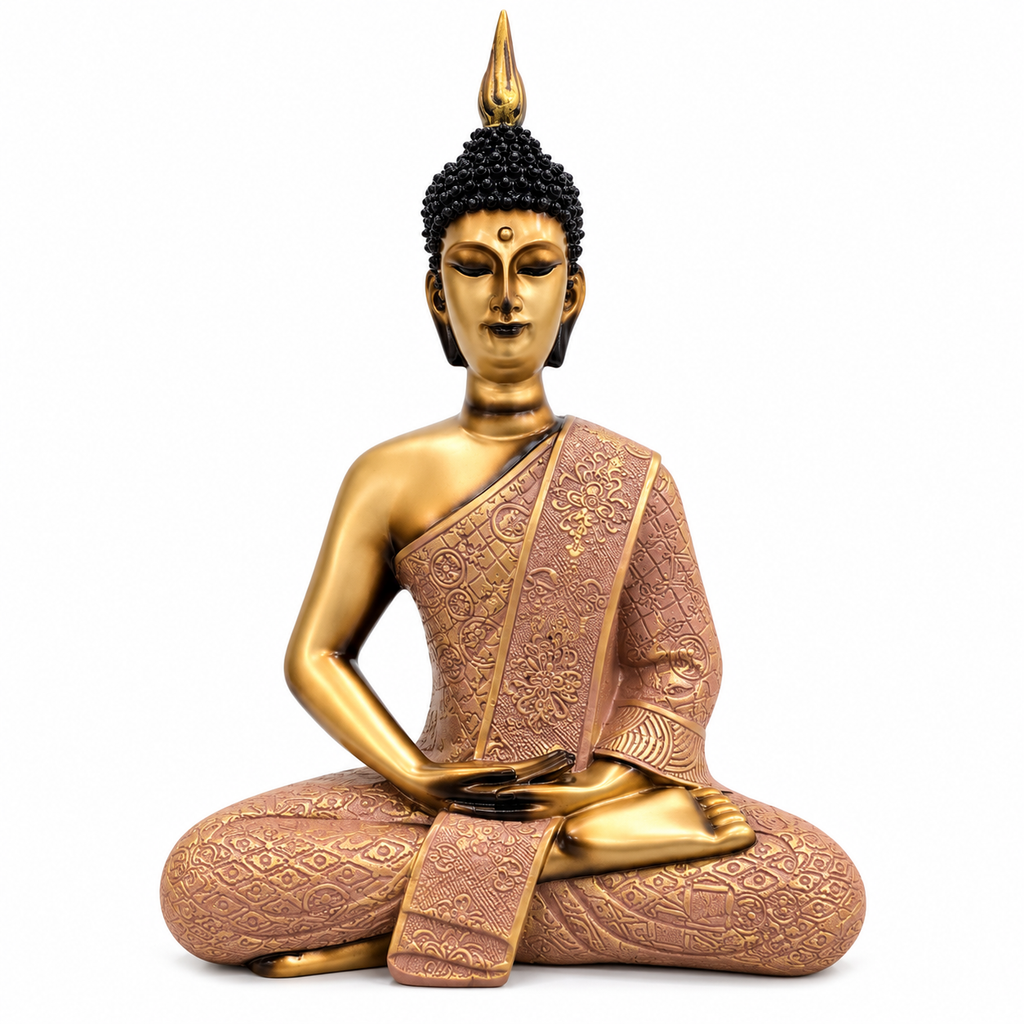 Red Buddha Statue Resin Meditation Idol | 27.94 x 20.32 cm Home Décor