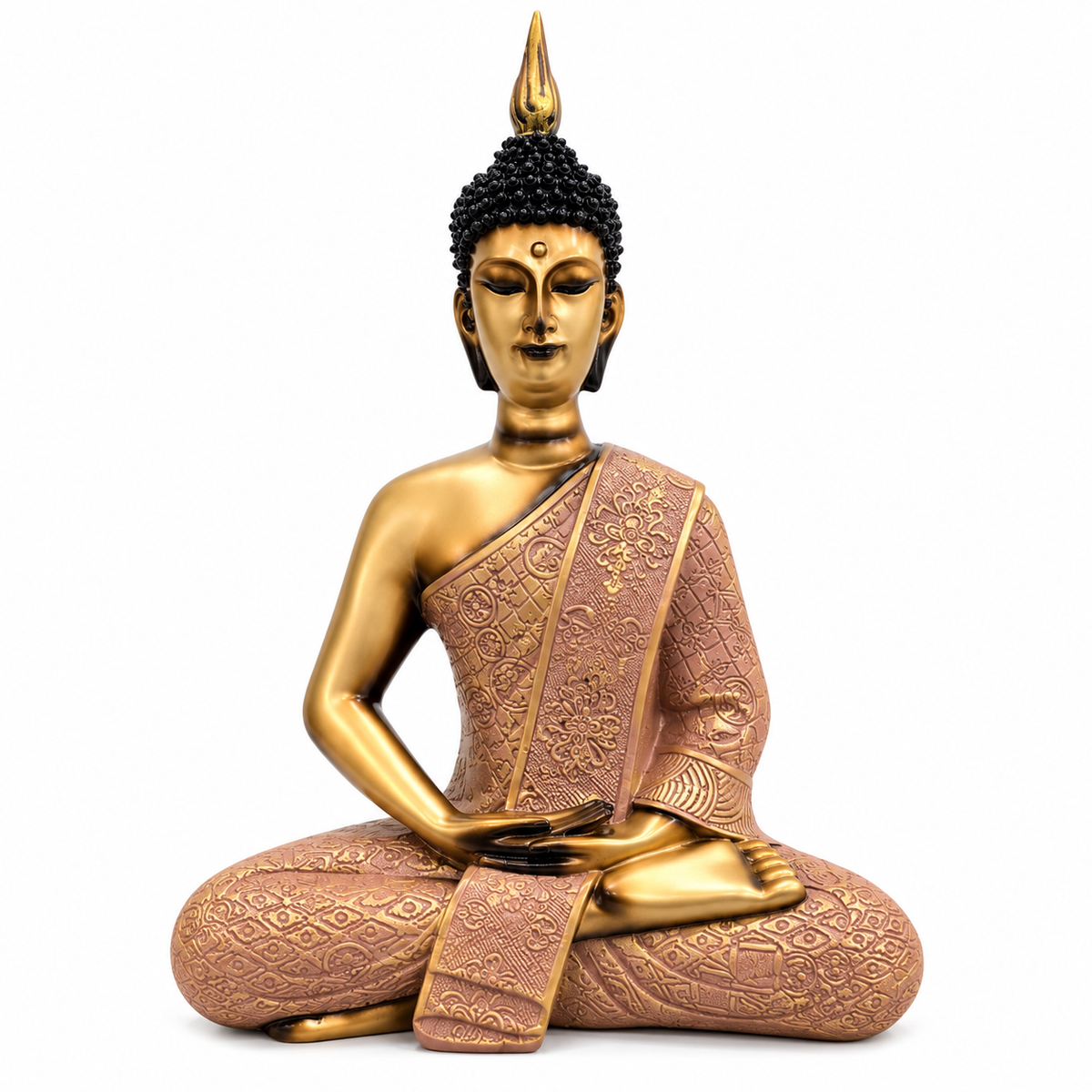 Red Buddha Statue Resin Meditation Idol | 27.94 x 20.32 cm Home Décor